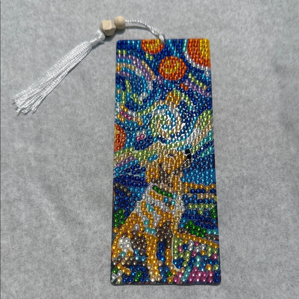 Bejeweled Dog & Starry Sky Bookmark - Multicolor